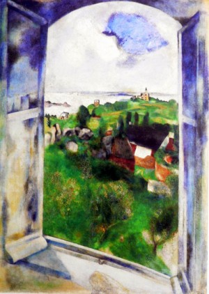 Oil chagall marc Painting - Window on the Ile de Brehat,1924 by Chagall Marc