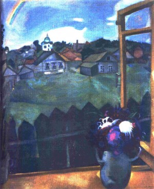 Oil abstract Painting - Window. Vitebsk. 1908. by Chagall Marc