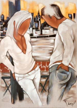 Oil abstract Painting - Brooklyn Sunset by Farel Pierre