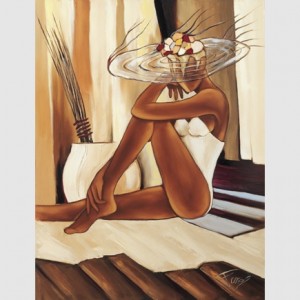 Oil abstract Painting - Bustier by Farel Pierre