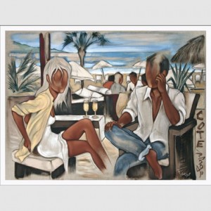 Oil abstract Painting - cote plage by Farel Pierre