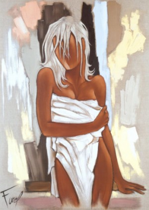 Oil abstract Painting - La Serviette by Farel Pierre