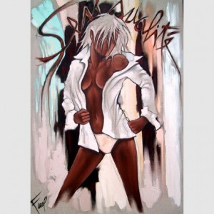 Oil abstract Painting - Sensualité by Farel Pierre