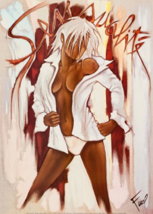 Oil abstract Painting - Sensualite by Farel Pierre