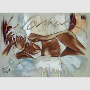 Oil abstract Painting - Woman by Farel Pierre