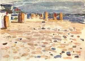 Oil abstract Painting - Beach Baskets in Holland 1904 by Kandinsky