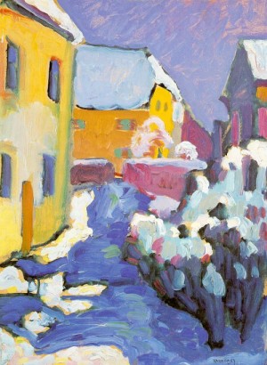 Oil abstract Painting - Cemetery & Vicarage in Kochel, 1909 by Kandinsky