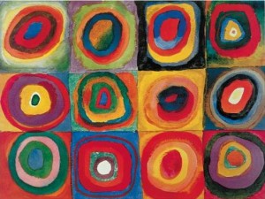 Oil abstract Painting - Farbstudie Quadrate by Kandinsky