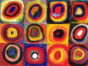 Oil abstract Painting - Farbstudie Quadrate by Kandinsky