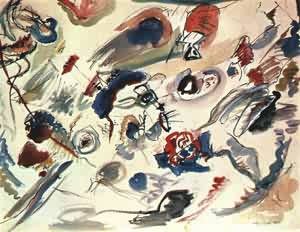 Oil abstract Painting - First Abstract Watercolor 1010 by Kandinsky