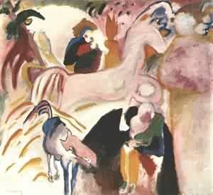 Oil abstract Painting - Horses 1909 by Kandinsky
