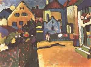 Oil abstract Painting - Murnau Grungasse 1909 by Kandinsky