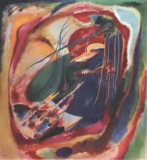 Oil abstract Painting - Picture with Three Spots 1914 by Kandinsky
