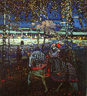 Oil abstract Painting - Riding Couple, 1906-07 by Kandinsky