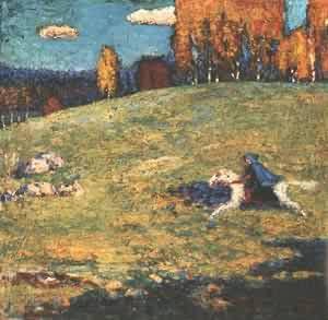 Oil blue Painting - The Blue Rider 1903 by Kandinsky