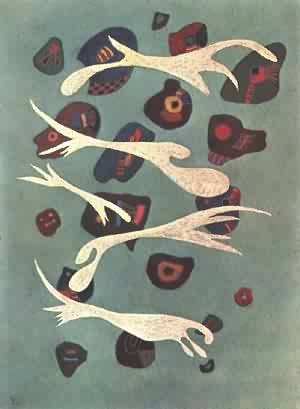 Oil abstract Painting - White Balancing Act 1944 by Kandinsky