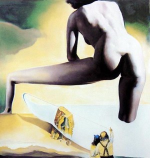 Oil sea Painting - Dali Lifting the skin of the Mediterranean Sea to Show Gala the Birth of Venus,1977 by Dali Salvador