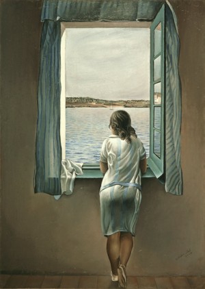 Oil girl Painting - girl at the window by Dali Salvador