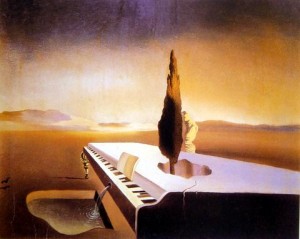 Oil spring Painting - Necropbilic Spring Flowing from a Grand Piano,1933 by Dali Salvador