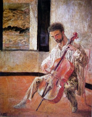 Oil portrait Painting - Portrait of the Cellist Ricardo Pichot,1920 by Dali Salvador