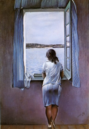 Oil woman Painting - Woman at the Window (Muchacha en la ventana) by Dali Salvador