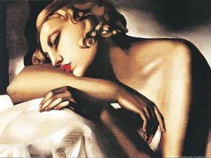 Oil lempicka, tamara de Painting - La Dormeuse by Lempicka, Tamara de