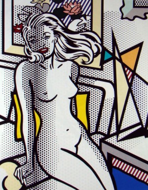 Oil Nude Painting - Nude with Yellow Pillow 1994 by Lichtenstein,Roy