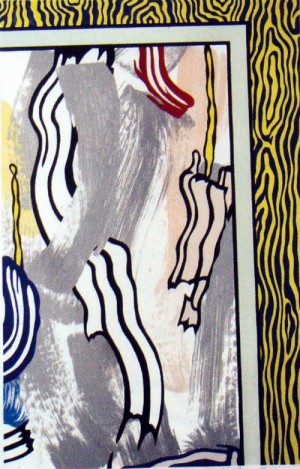 Oil painting Painting - Painting on Blue and Yellow Wall,from Paintings 1984 by Lichtenstein,Roy