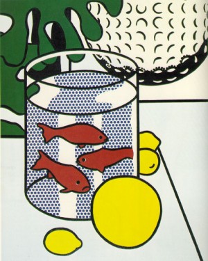 Oil painting Painting - Still Life with Goldfish Bowl and Painting of a Golf Ball  1972 by Lichtenstein,Roy