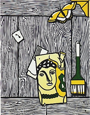  Photograph - Trompe-l'oeil with Leger Head and Paintbrush by Lichtenstein,Roy
