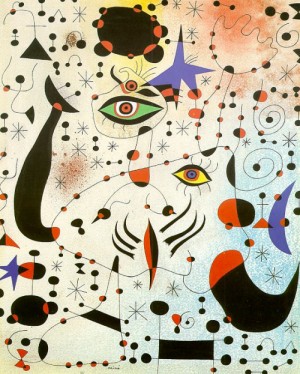Oil abstract Painting - Ciphers & Constellations in Love with a Woman, 1941 by Miro Joan