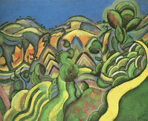Oil abstract Painting - Ciurana, the Path 1917 by Miro Joan