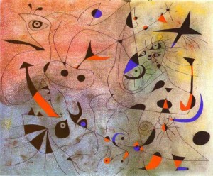 Oil abstract Painting - Constellation, The Morning Star. 1940 by Miro Joan