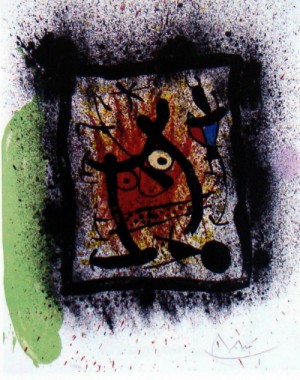 Oil abstract Painting - Das Lebenslangliche Interview,Erker Presse,Sankt Gallen 1969 by Miro Joan