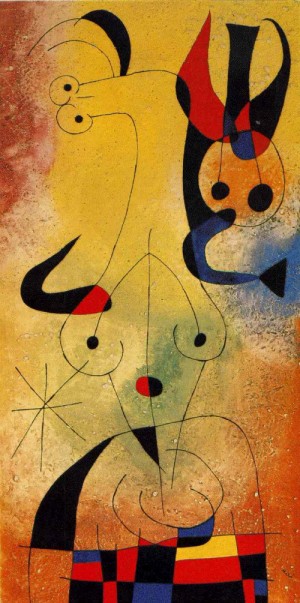 Oil abstract Painting - Dawn Perfumed by a Shower of Gold  1954 by Miro Joan