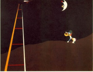 Oil abstract Painting - Dog Barking at the Moon (Gos bordant a la lluna)  1926 by Miro Joan