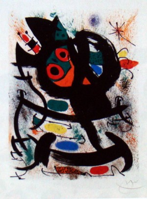 Oil abstract Painting - Exhibition at the Pasadena Art Museum 1969 by Miro Joan