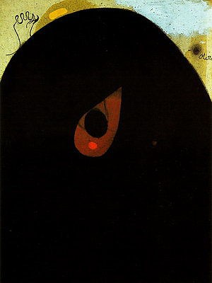 Oil abstract Painting - Head, 1-3-1974 by Miro Joan