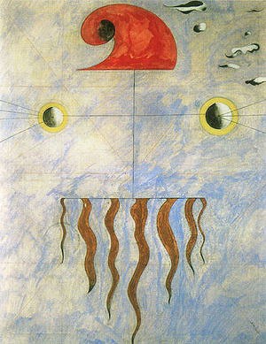 Oil abstract Painting - Head of a Catalan Peasant (2), 1925 by Miro Joan