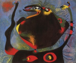 Oil abstract Painting - Head of a Woman, 1938 by Miro Joan