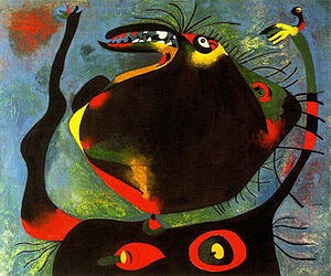 Oil abstract Painting - Head of a Woman, 1938 by Miro Joan