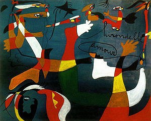 Oil abstract Painting - Hirondelle d'amour, 1934 by Miro Joan