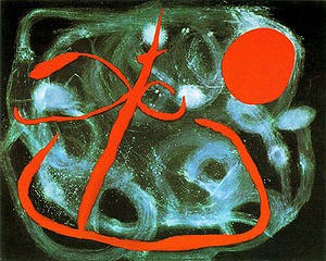 Oil Painting - Joy of a Litttle Girl in Front of the Sun, 1960 by Miro Joan