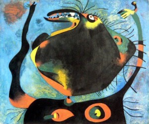 Oil abstract Painting - Kvindehoved,1938 by Miro Joan