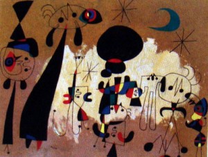 Oil abstract Painting - La Melodie Acide 1980 by Miro Joan