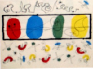 Oil abstract Painting - Les Oiseaux 1956 by Miro Joan