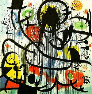 Oil abstract Painting - May 1968, 1973 by Miro Joan