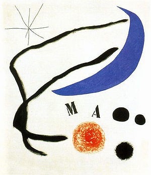 Oil abstract Painting - Miro-136 Poem I, 17-5-1968 by Miro Joan