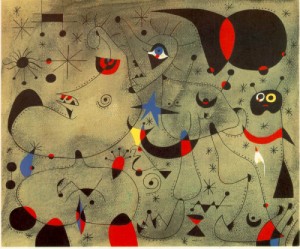 Oil abstract Painting - Nocturne  1940 by Miro Joan