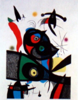 Oil abstract Painting - One plate 1975 2 by Miro Joan